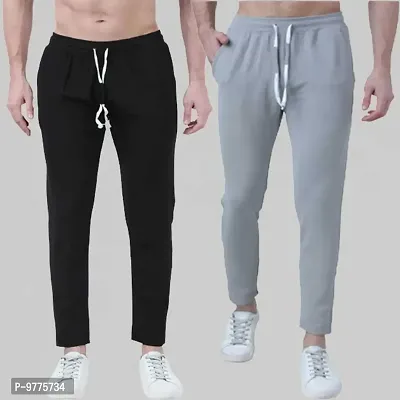 Multicoloured Cotton Blend Regular Track Pants For Men Pack of 2-thumb3