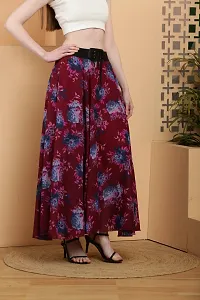 Elegant Purple Georgette Floral Print Skirts For Women-thumb2