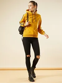 Stylish Yellow Fleece Solid Sweatshirts For Women-thumb4