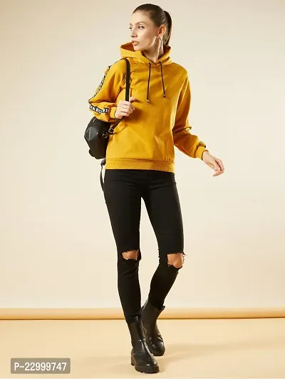 Stylish Yellow Fleece Solid Sweatshirts For Women-thumb5