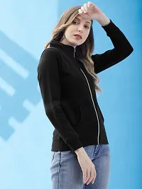 Stylish Black Fleece Solid Sweatshirts For Women-thumb4