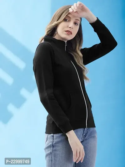 Stylish Black Fleece Solid Sweatshirts For Women-thumb5