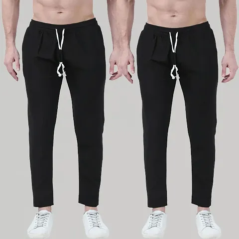 Stylish Cotton Solid Regular Track Pants For Men- Combo Pack Of 2