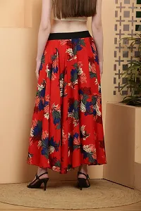 Elegant Red Crepe Floral Print Skirts For Women-thumb1