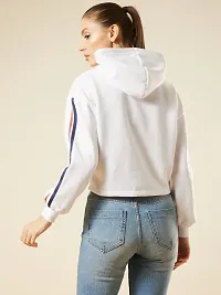 Stylish White Fleece Solid Sweatshirts For Women-thumb1