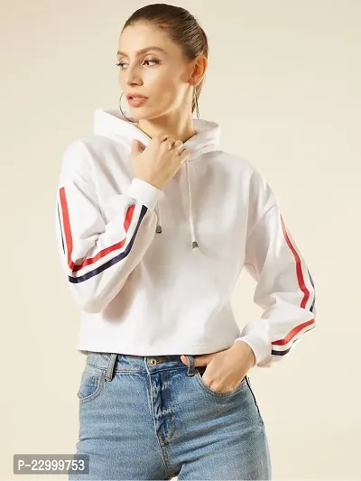 Stylish White Fleece Solid Sweatshirts For Women