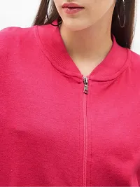 Stylish Pink Fleece Solid Sweatshirts For Women-thumb3