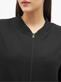 Stylish Black Fleece Solid Sweatshirts For Women-thumb3