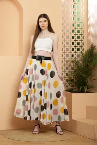 Elegant Beige Georgette Printed Skirts For Women-thumb4