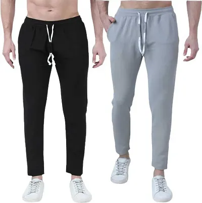 Stylish Fancy Blend Regular Track Pants For Men Pack Of 2