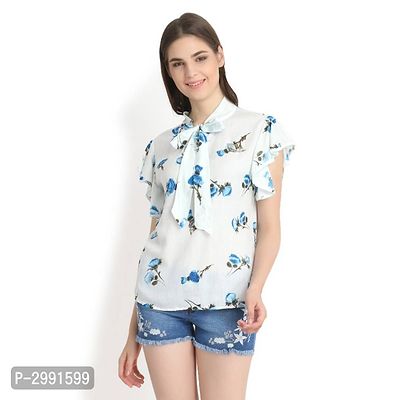 White With Blue Rose Print 11051
