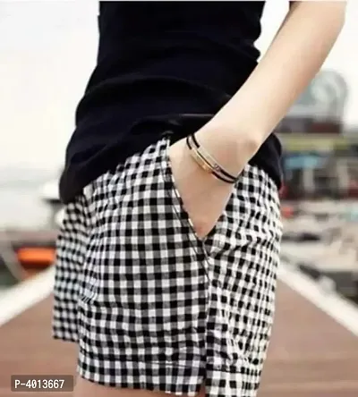 7S7-Black And White Regular Strips Shorts-thumb0