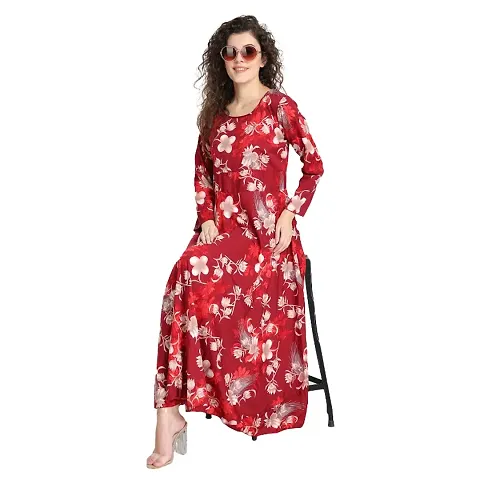 Raabta women Flower Print Long Dress With Full Seelve