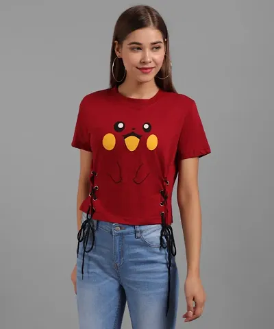 Maroon Pikachu Print Top
