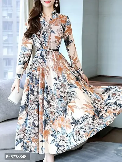 PEACH WITH PRIMROSE PRINT GOWN