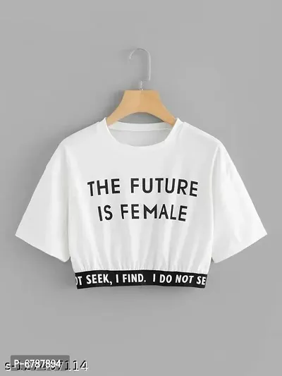 WHITE THE FUTURE IS FEMALE PRINTED TOP-thumb0