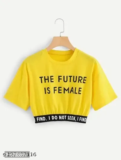 YELLOW THE FUTURE IS FEMALE PRINTED TOP-thumb0