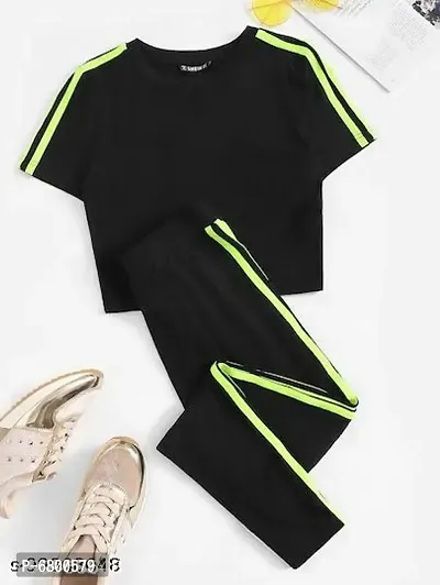 Black with green strip Tees and lower set of two