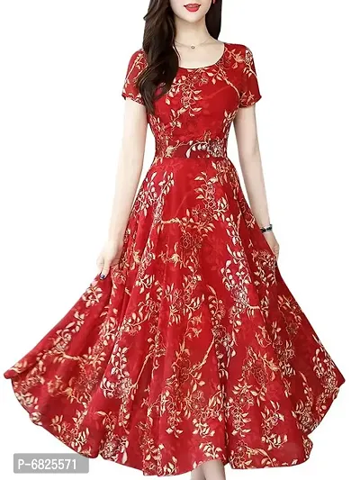 Raabta RED WITH WHITE GARLIC  FLOWER PRINT DERSS-thumb0