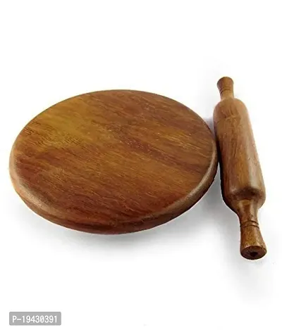 HAPPE*Ace Handcrafted Sheesham Wooden Pure Rosewood Wooden Chakla Belan Rolling Pin Board/Roti Maker/Chakla Belan/Chapati Maker/papad chakla for Home  Kitchen Combo Set for Kitchen-thumb0