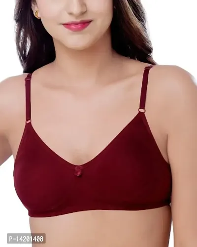 Tshirt Seamless Non Padded Bra Cotton Double Layer Red Bra for Girls (