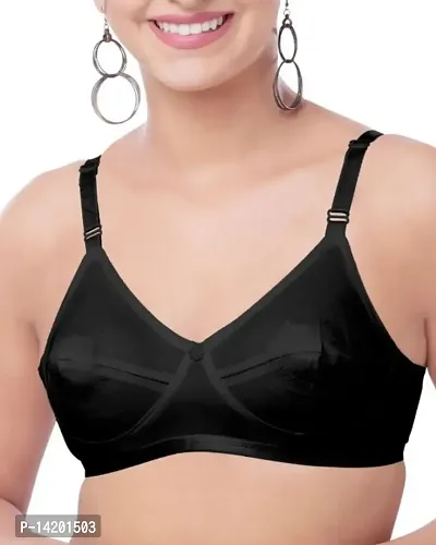 Buy Non-Padded Non-Wired Full Cup Bra in Black - 100% Cotton