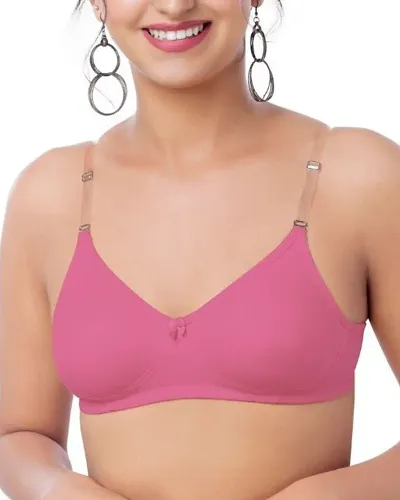 Non Padded Bra T Shirt Bra with Transparent & Detachable Straps B Cup  Seamless