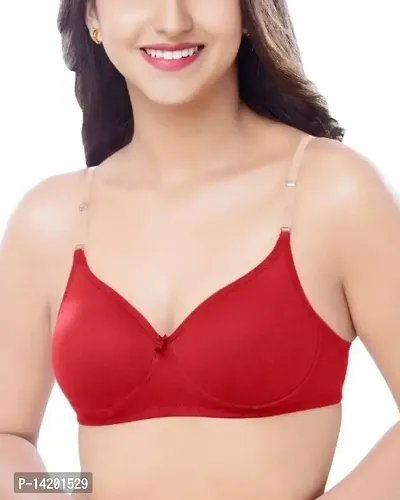 Buy BRIDA Cotton Rich Padded Non Wired Transparent Detachable-Extra  Stretch,Soft, Lining -Double Layer Seamless Cups-Everyday T-Shirt Bra -  StarSecrets(Tomato,40,B) Online In India At Discounted Prices