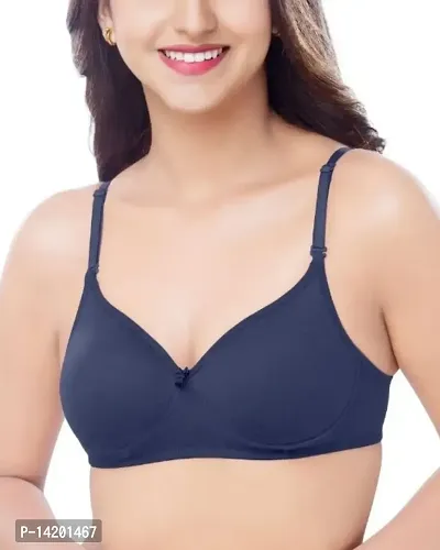 Buy BRIDA Cotton Rich Padded Non Wired Transparent Detachable-Extra  Stretch,Soft, Lining -Double Layer Seamless Cups-Everyday T-Shirt Bra -  StarSecrets(Navy Blue,32,B) Online In India At Discounted Prices