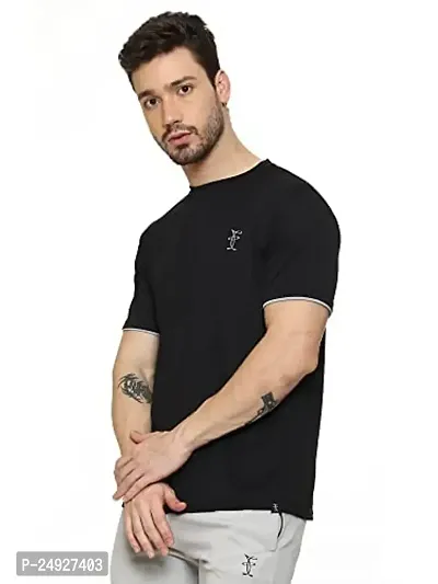 Feels Like Pro DotNet Round Neck Half Sleeve Sport_Tshirt for Men (X-Large) Black-thumb2