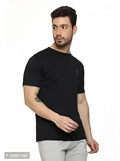 Feels Like Pro DotNet Round Neck Half Sleeve Sport_Tshirt for Men (X-Large) Black-thumb0