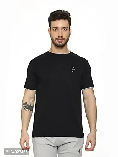 Feels Like Pro DotNet Round Neck Half Sleeve Sport_Tshirt for Men (X-Large) Black-thumb3