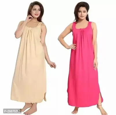 Classic Cotton Solid Nighty for Women, Pack of 2