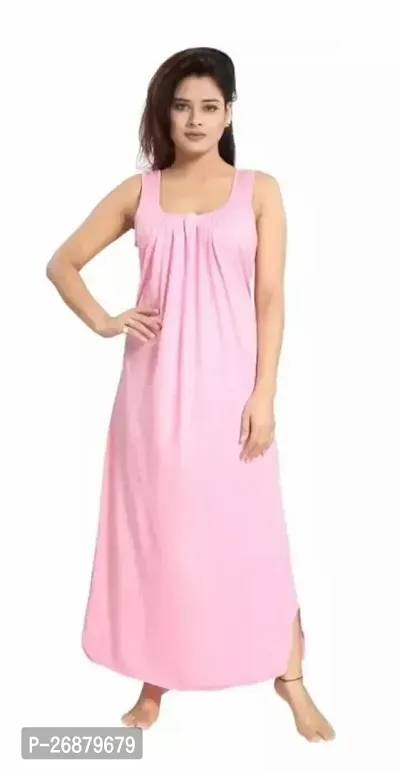 Womens Nighty Sleeveless Long Camisoles - Cotton Hosiery Gown-thumb0
