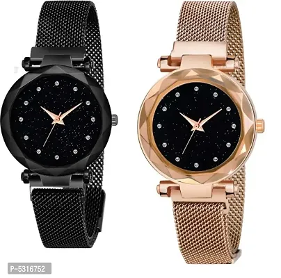 Stylish Black and Gold magnetic belt watches - set of 2-thumb0