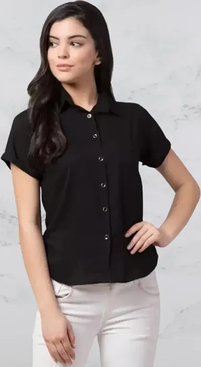 Classic Crepe Solid Shirt for Women