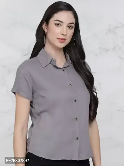 Classic Crepe Solid Shirt for Women-thumb4