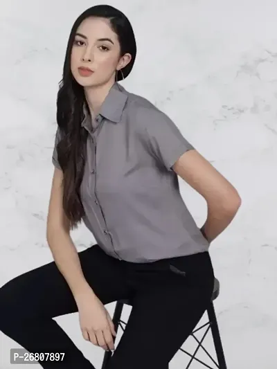 Classic Crepe Solid Shirt for Women-thumb3