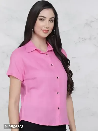 Classic Crepe Solid Shirt for Women-thumb3