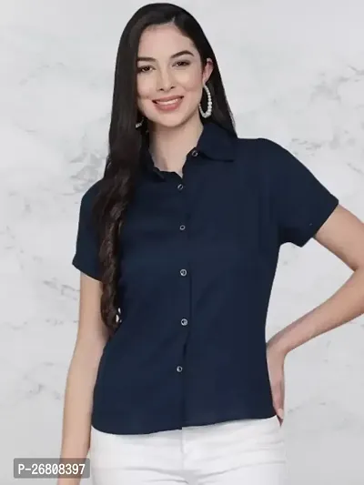 Classic Crepe Solid Shirt for Women-thumb0