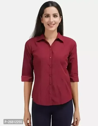 Classic Crepe Solid Shirt for Women-thumb0