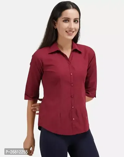 Classic Crepe Solid Shirt for Women-thumb3