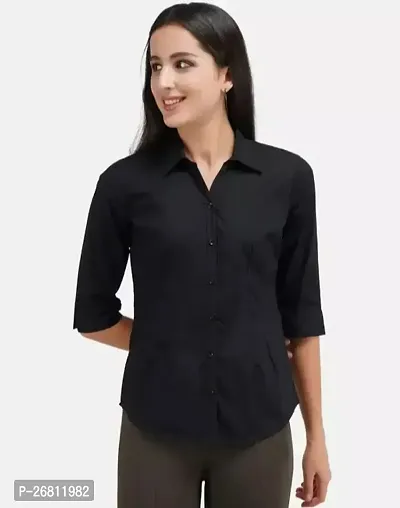 Classic Crepe Solid Shirt for Women-thumb0
