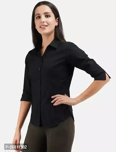 Classic Crepe Solid Shirt for Women-thumb4