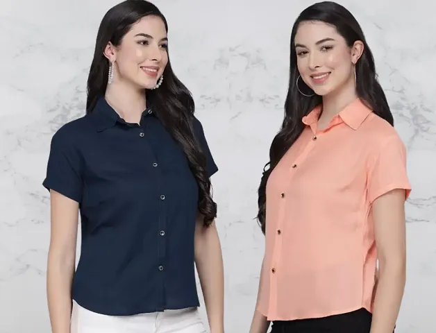 Classic Crepe Solid Shirt for Women