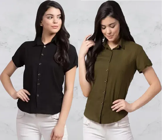 FUNDAY FASHION Women Regular Fit Solid Casual Shirt (Pack of 2)