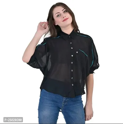 Elegant Cotton Blend Solid Shirt For Women