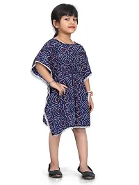 Fashionable Classy Crepe Badhani Style Blue Kaftan Dress for Kid Girls-thumb2