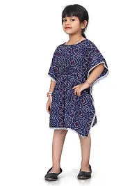 Fashionable Classy Crepe Badhani Style Blue Kaftan Dress for Kid Girls-thumb3