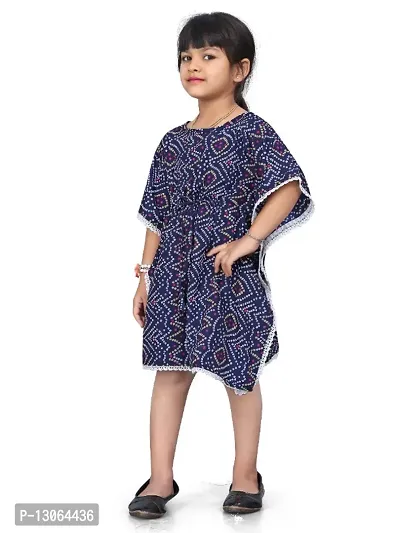 Fashionable Classy Crepe Badhani Style Blue Kaftan Dress for Kid Girls-thumb4